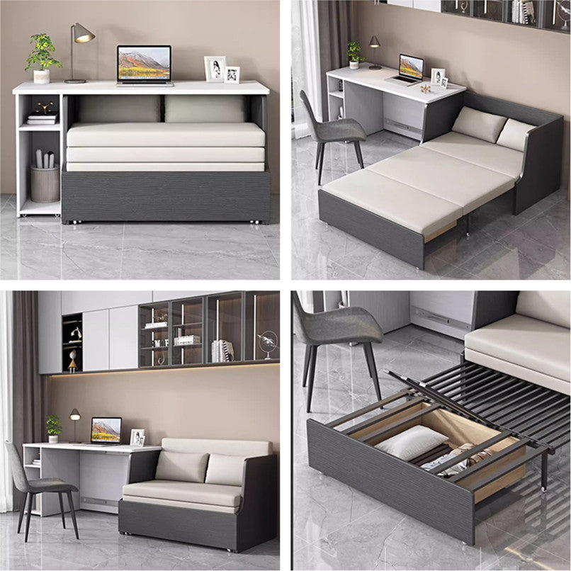 Space Saving Sofa Bed with Underneath Storage and Computer Desk Set
