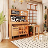 Solid wood sideboard and dining table with storage cabinet