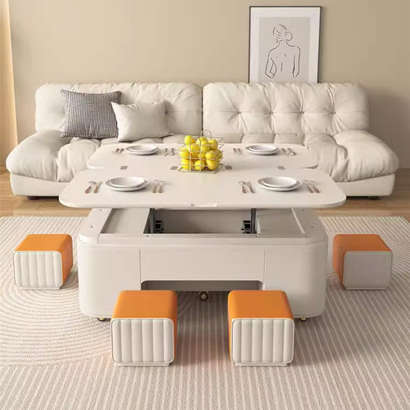 Minimalist Style Lifting Tabletop Multifunctional Coffee Table With Stools