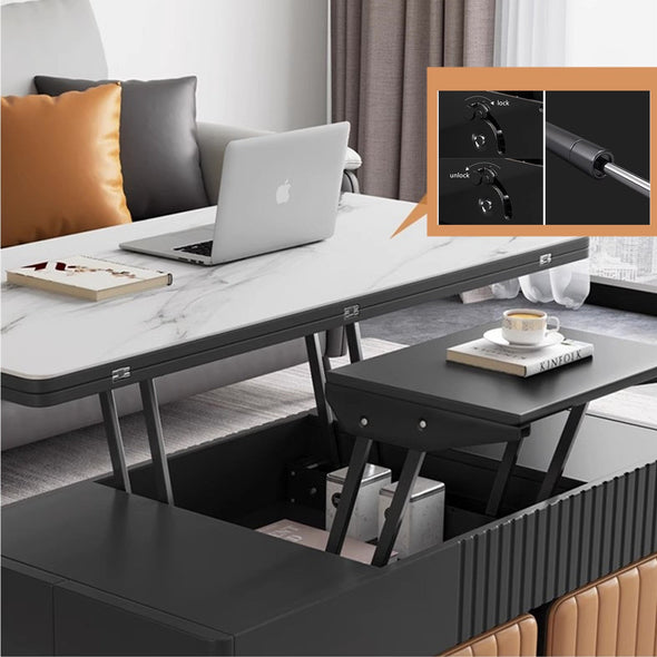 Modern Lifting Tabletop Coffee Table with 4 Stools