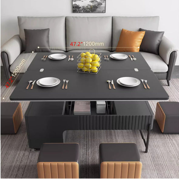 Modern Lifting Tabletop Coffee Table with 4 Stools