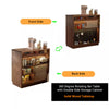 360° Solid Wood  Rotating Bar Table with Double Side Storage Cabinet