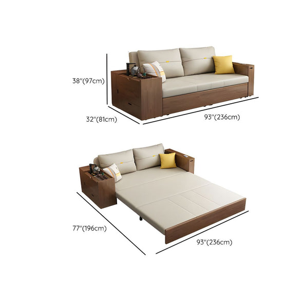 Multifunction Sofa Bed with Gongfu Tea Table Armrest and Underneath Storage