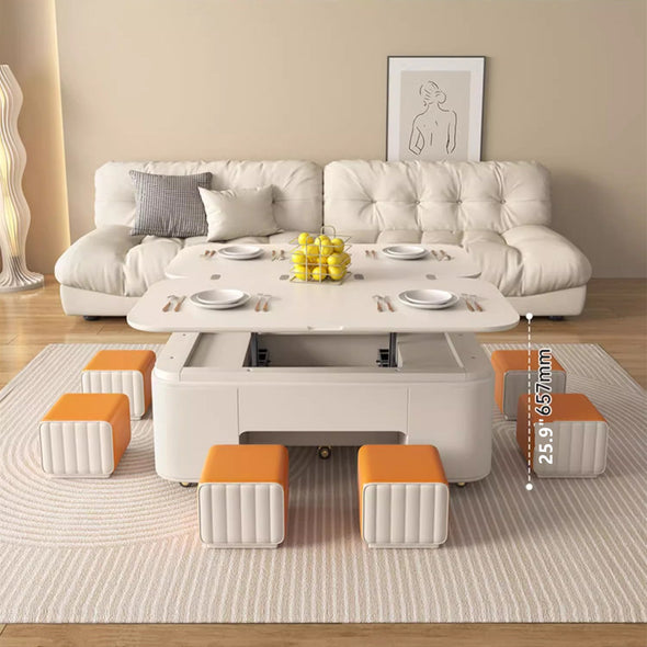 Minimalist Style Lifting Tabletop Multifunctional Coffee Table With Stools