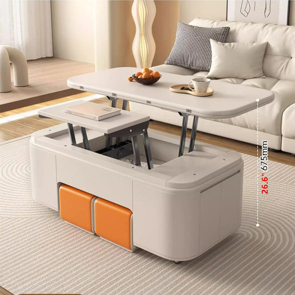 Minimalist Style Lifting Tabletop Multifunctional Coffee Table With Stools