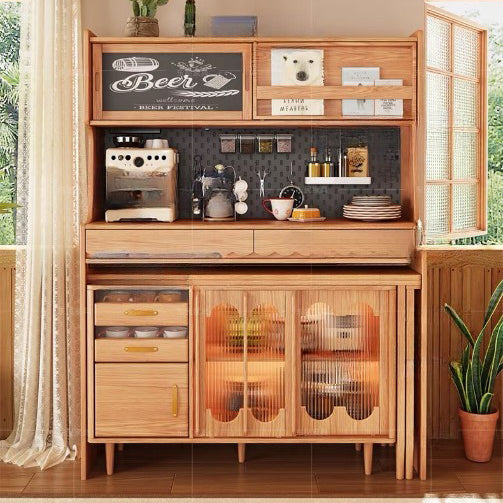 Solid wood sideboard and dining table with storage cabinet