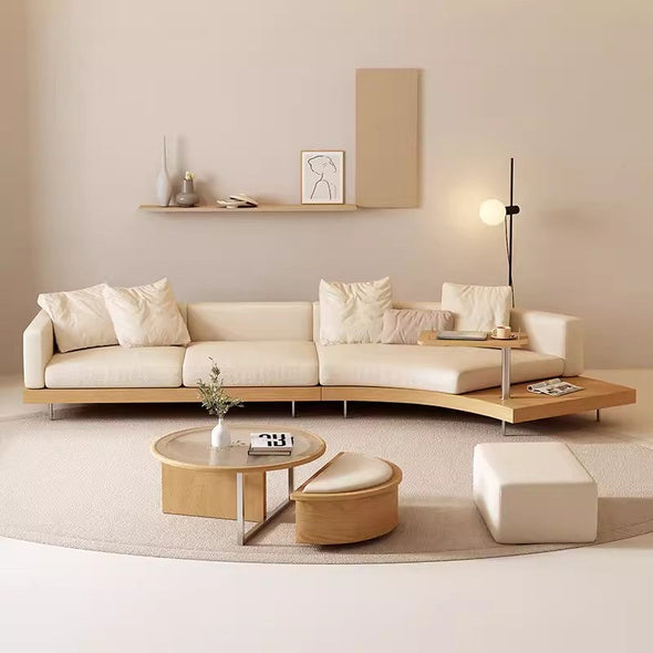 Japandi Solid Wood Curved Sofa