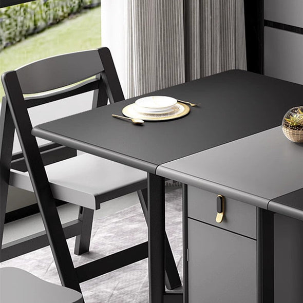 Black Grey Modern Double Drop Leaf Table With Chairs