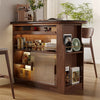 360° Solid Wood  Rotating Bar Table with Double Side Storage Cabinet