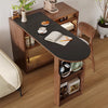 360° Solid Wood  Rotating Bar Table with Double Side Storage Cabinet