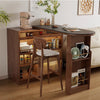 360° Solid Wood  Rotating Bar Table with Double Side Storage Cabinet