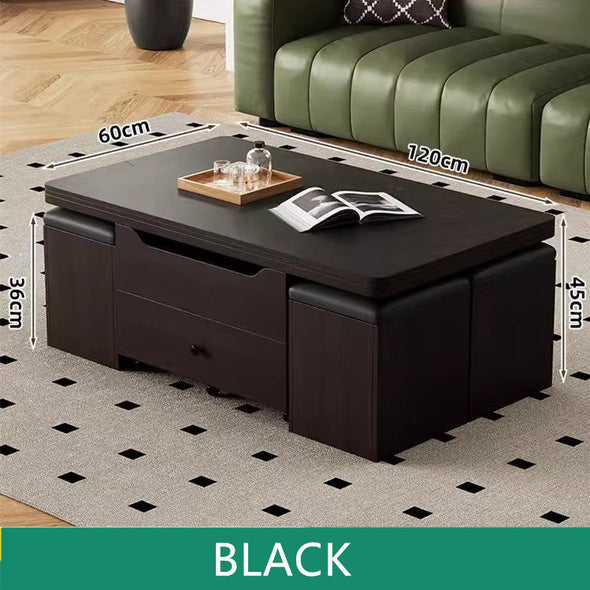 Multifunctional Lift Top Coffee Table With 4 Storage Stools