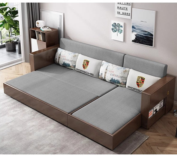 Convertible Sofa Bed and Lounge Chaise Set with Underneath Storage