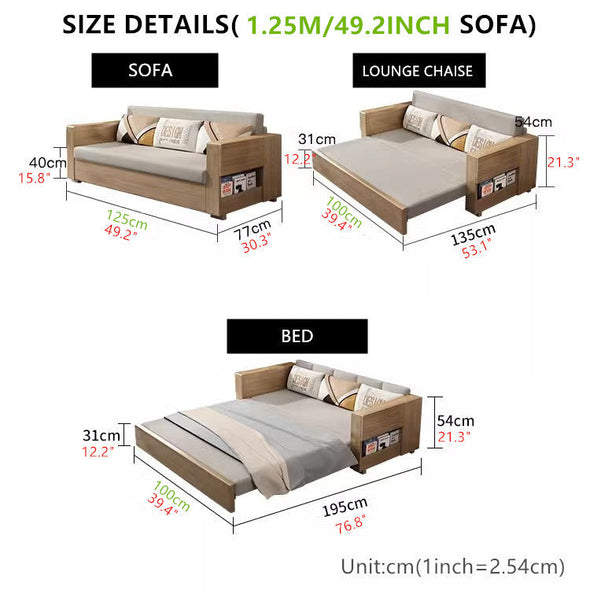 Convertible Sofa Bed and Lounge Chaise Set with Underneath Storage