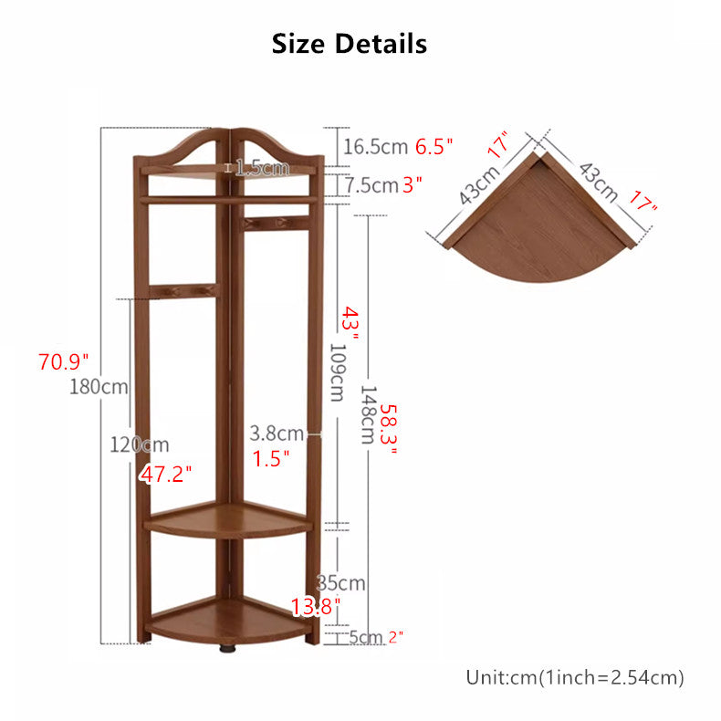 Solid Wood Corner Coat Rack with Adjustable Shelf – EMERIT