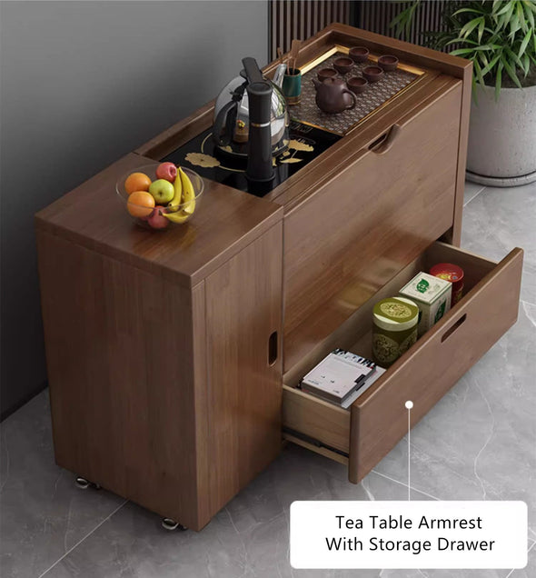 Multifunction Sofa Bed with Gongfu Tea Table Armrest and Underneath Storage