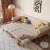 Japandi Solid Wood  Recessed Arms Folding Sleeper Sofa Bed