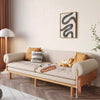 Japandi Solid Wood  Recessed Arms Folding Sleeper Sofa Bed