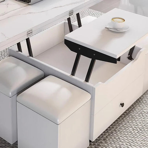 Multifunctional Lift Top Coffee Table With 4 Storage Stools