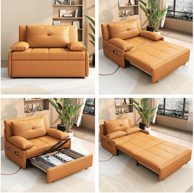 Leathaire Pull Out Sofa Bed with Underneath Storage Drawer