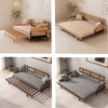 Japandi Solid Wood Minimalism Rattan Back Support Sofa Bed