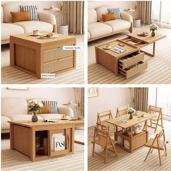 Deformable Combination Coffee Table With 2 Storage Drawers