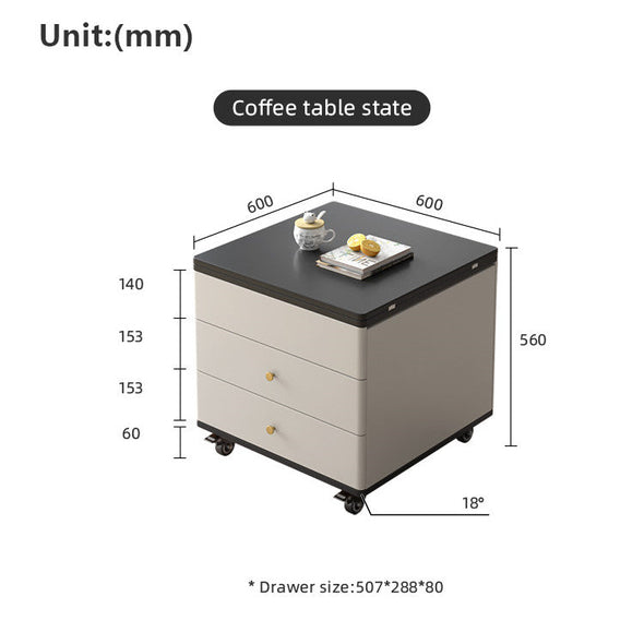 Multifunction Modern Liftable and Expandable Coffee Table with Storage Drawers and Universal Wheels