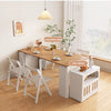 Modern Extendable Dining Table With 4 Marble Leaves and Storage Sideboard Cabinet