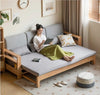 Japandi Beech Solid Wood Sleeper Sofa Bed