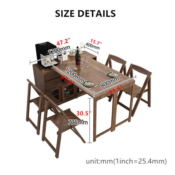 Folding and Expandable Multifunction Dining Table with Hidden Storage Design Cabinet