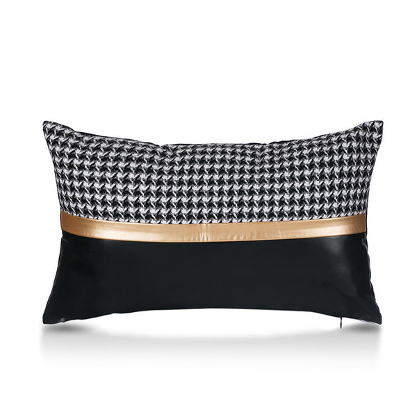 Faux Leather Stitching Gold Foil Pillow Covers Set of 4