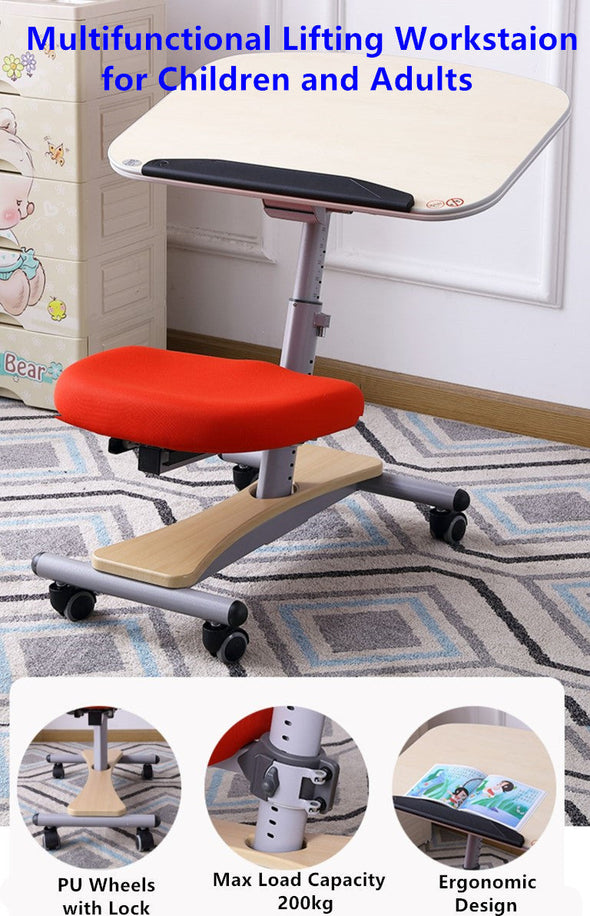 Movable and Adjustable Children's Study Table Mobile Workstation for Adults