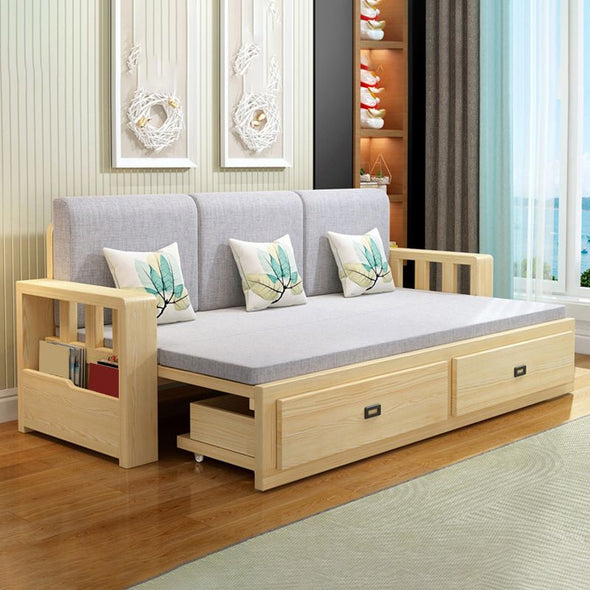 Modern Full Size Sleeper Sofa with Detachable Mattress and Storage Underneath