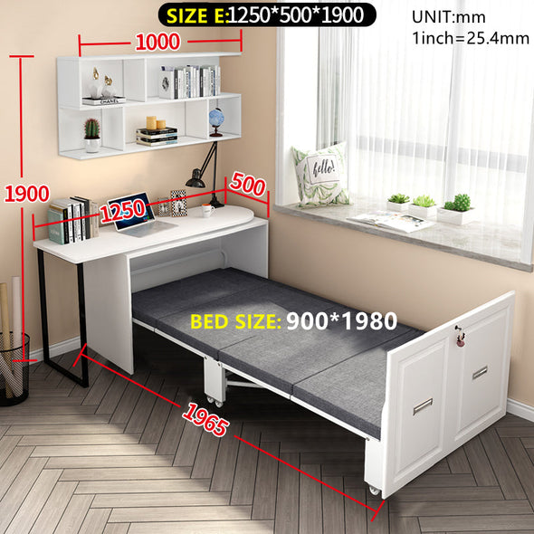 Telescopic and Rotating Corner Computer Desk with Folding Bed