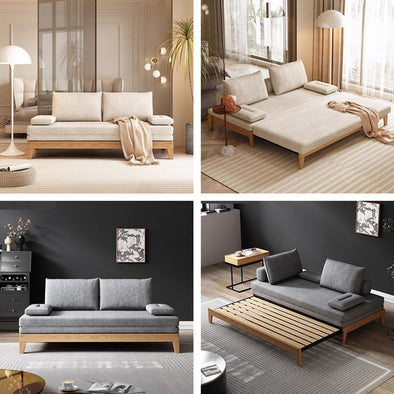 Japandi Movable Back Cushions Pull Out Sofa Bed