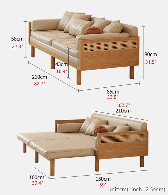 Janpandi Pull Out  Multifunction  Solid Wood Frame Sofa Bed