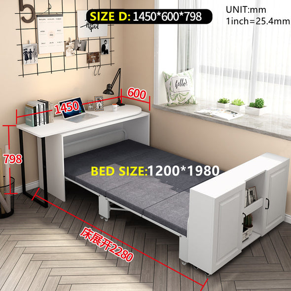 Telescopic and Rotating Corner Computer Desk with Folding Bed