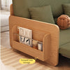 Japandi Log Style Pull Out Corduroy Fabric Sofa Bed with Rotating Armrest Tray and Storage