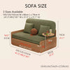 Japandi Log Style Pull Out Corduroy Fabric Sofa Bed with Rotating Armrest Tray and Storage