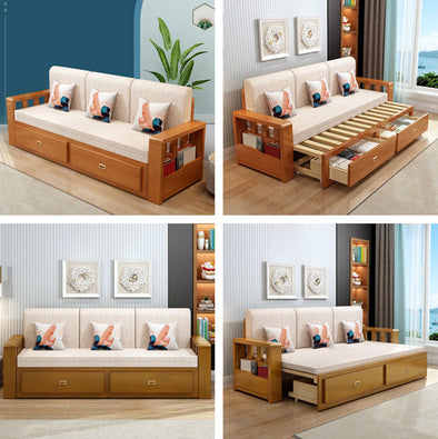 Modern Full Size Sleeper Sofa with Detachable Mattress and Storage Underneath