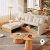 Japandi Pull Out Lounge Chaise and Sofa with Underneath Storage