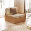 Japandi  Log Style Pull Out Sofa Bed with Rotating Armrest Tray and Storage