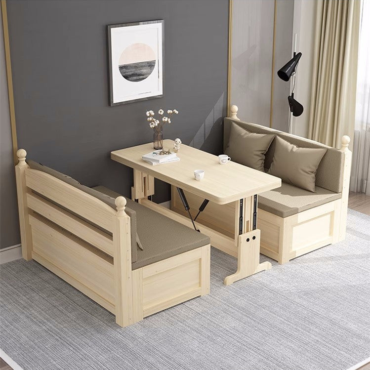 Solid Pine Wood Booth Benches with Lifting Table Set – EMERIT