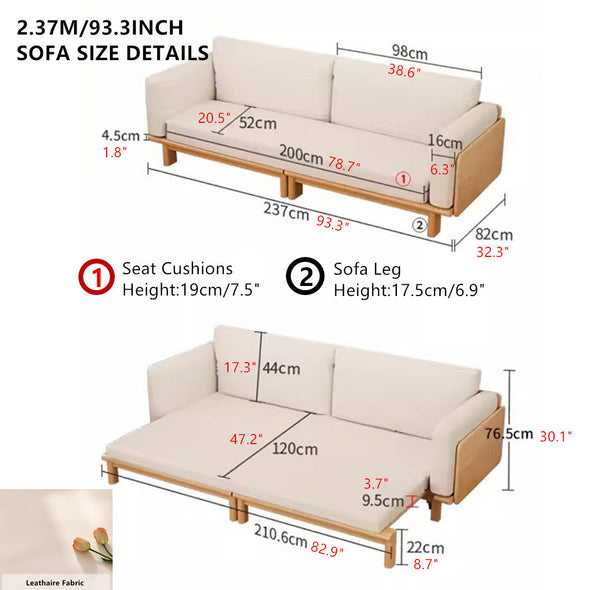 Japandi Solid Wood  Sofa Bed