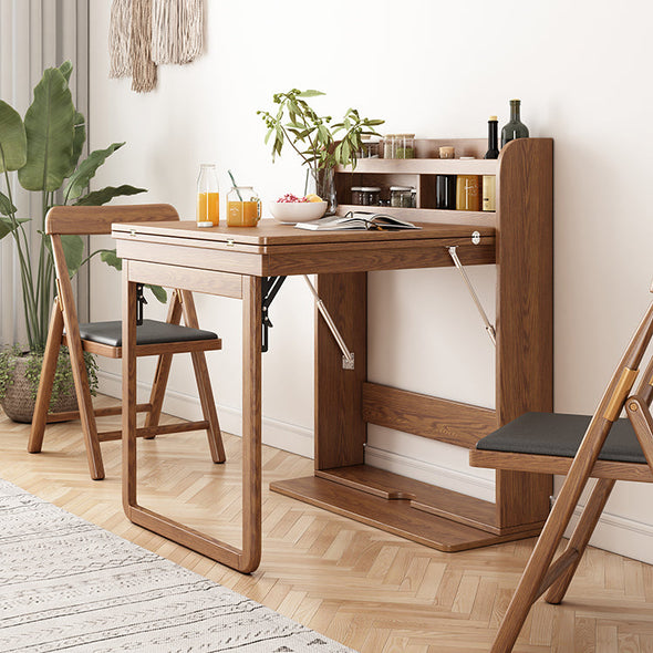 foldable space saver table walnut