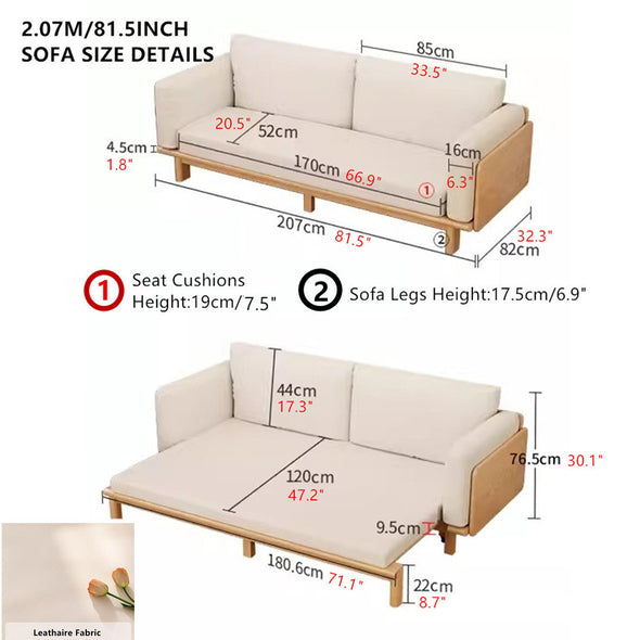 Japandi Solid Wood  Sofa Bed