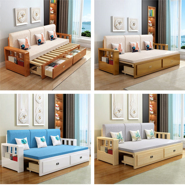 Modern Full Size Sleeper Sofa with Detachable Mattress and Storage Underneath