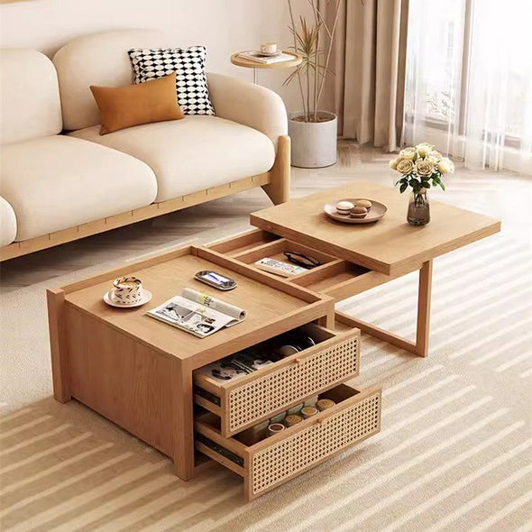 Deformable Combination Coffee Table With 2 Storage Drawers