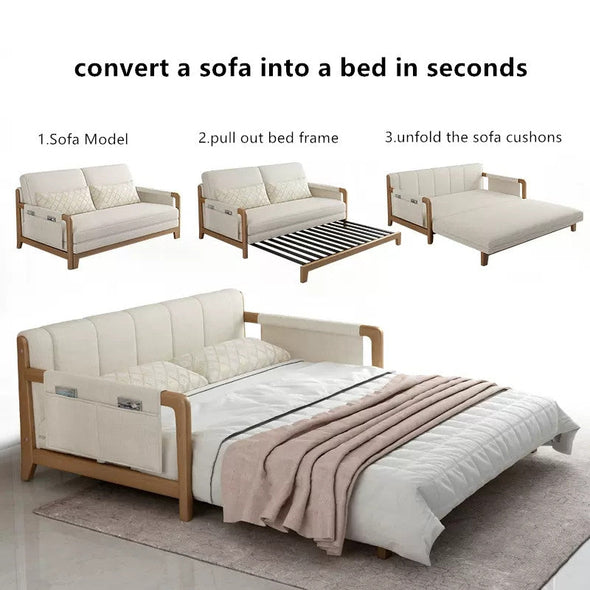 Pull Out Sleeper Sofa Bed with Armrest Storage Pockets