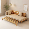 Pull Out Sofa Bed with Backrest and Single Armrest-natural color